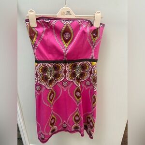 Laundry By Shelli Segal Pink and Gold Strapless Dress